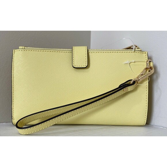 New Michael Kors Jet Set Travel Double zip wristlet Saffiano Leather Buttercup - Picture 2 of 6